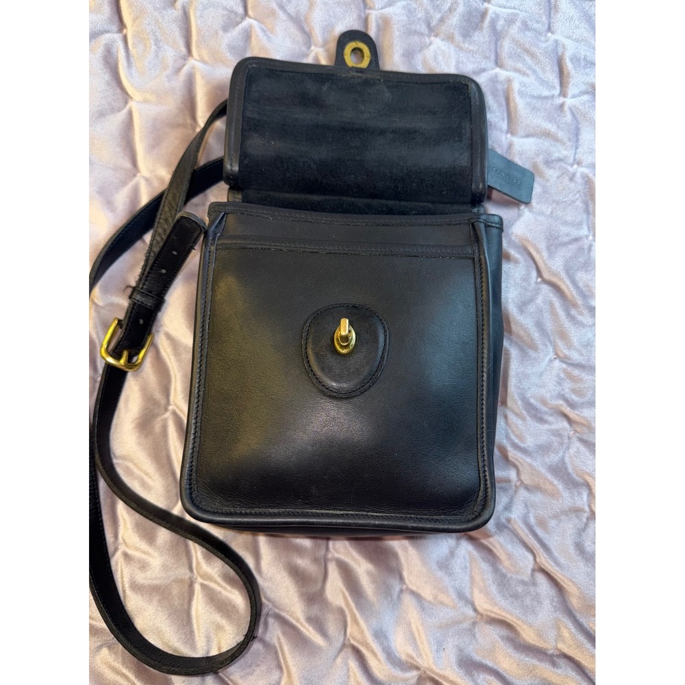 Vtg Coach Murphy Blk Leather Bag Crossbody Turnlock Brass Classic 9930 Mini - Picture 4 of 15